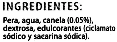 List of product ingredients Puré de pera conferencia Bierzo Ibsa 240 g (neto), 250 ml