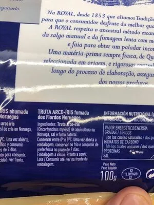 List of product ingredients Trucha ahumada de los fiordos noruegos  