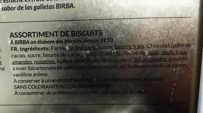 List of product ingredients Assortiment de biscuit  