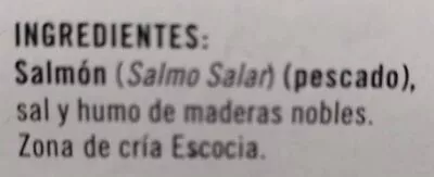 List of product ingredients Salmón ahumado Martiko 80 g