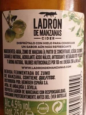 List of product ingredients Ladrón de Manzanas cider Ladron de Manzanas 