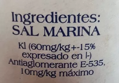 List of product ingredients Sal Marina Salinas Parque Nat.  