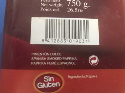 Liste des ingrédients du produit Pimentón de la Vera Pimentos De La Vera 750g/26.5oz