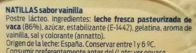 Lista de ingredientes del producto Natillas sabor vainilla bonÀrea 