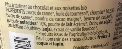 Lista de ingredientes del producto Pate a tartiner chocolat noisette Lea Nature 1L