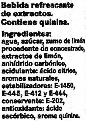 Lista de ingredientes del producto Limón Dry Schweppes 33 cl