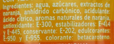 Lista de ingredientes del producto Schweppes naranja spirit Schweppes 33 cl