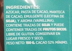 List of product ingredients Chocolate Puro horno san jose 150 g