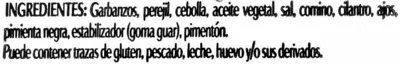 Lista de ingredientes del producto Falafel congelado La Sirena 400 g (14-16 Ud.)