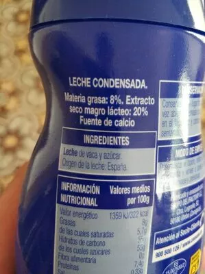 List of product ingredients Leche condensada / Llet condensada Consum 450 g.
