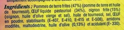 List of product ingredients Tortilla española aux oignons Palacios, Te Gusta 500 g