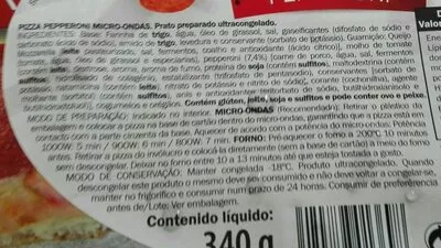 Lista de ingredientes del producto Pizza micro pepperoni  