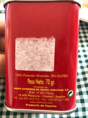 Liste des ingrédients du produit Pimentón de la vera picante La Chinata 70 g