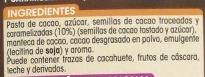 Liste des ingrédients du produit Chocolate negro 72% cacao Alipende 