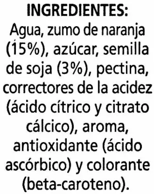 List of product ingredients Bebida de zumo y soja "Alipende" Naranja Alipende 1 l