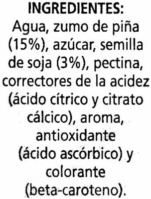 Lista de ingredientes del producto Bebida de zumo y soja "Alipende" Piña Alipende 1 l