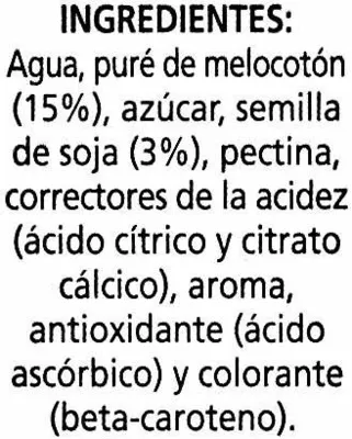 Liste des ingrédients du produit Bebida de zumo y soja "Alipende" Melocotón Alipende 1 l