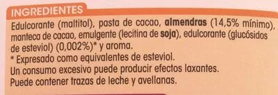 Lista de ingredientes del producto Chocolate Puro Almendras Alipende 