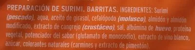 List of product ingredients Barrita de surimi Krissia 200 g