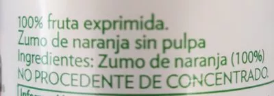 List of product ingredients Zumo de naranja sin pulpa tropicana 