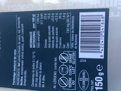 List of product ingredients Formatge Edam Bonpreu 150 g