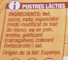 List of product ingredients Crema sabor de vainilla Bonpreu 4 x 125 g