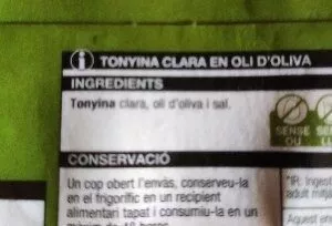 Lista de ingredientes del producto Tonyina clara Bonpreu 