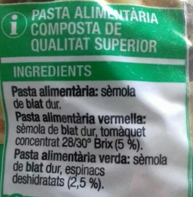 List of product ingredients Espirals vegetals Bonpreu 