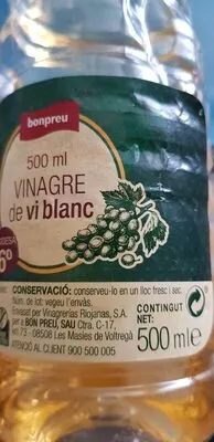 Liste des ingrédients du produit Vinagre de vi blanc Bonpreu 500 ml