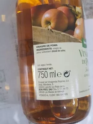 Liste des ingrédients du produit Vinagre de Poma Bonpreu 750 ml