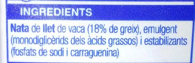 List of product ingredients Nata líquida per cuinar Bonpreu 200 ml