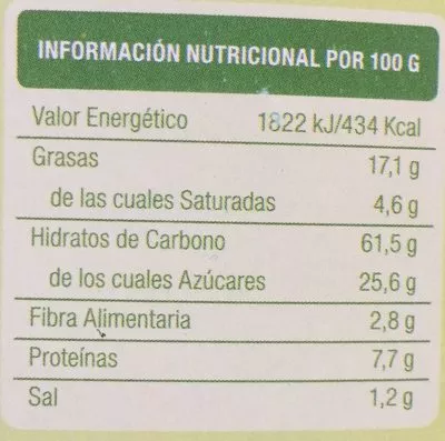 Lista de ingredientes del producto Bioartesanas con algarroba El granero integral 