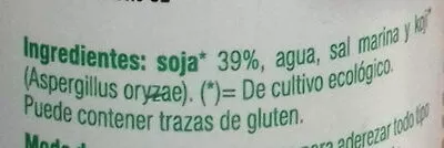 Lista de ingredientes del producto Tamari salsa de soja Ecocesta 250 ml
