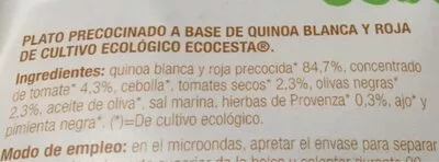 Lista de ingredientes del producto Quinoa con tomate y olivas Ecocesta 