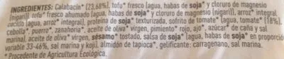 Liste des ingrédients du produit Hamburguesa vegetal ahumada de calabacín Soria Natural, Soria Natural S.A. 160 g (2 x 80 g)