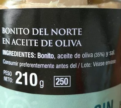 Liste des ingrédients du produit Bonito Del Norte en Aceite De Oliva Lazaro Food 