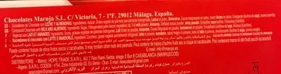 List of product ingredients Chocolat lait et amanded Maruja 