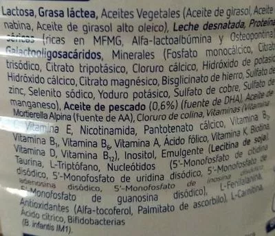 List of product ingredients Optimum 1 Ordesa 