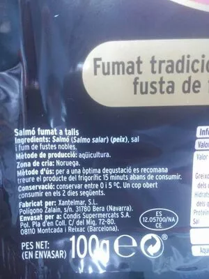 Liste des ingrédients du produit Salmó fumat Condis 