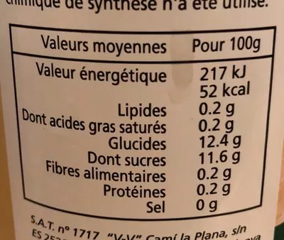 Lista de ingredientes del producto Citronnade Cal Valls 