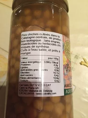 Liste des ingrédients du produit Garbanzos Ecológico Cal Valls 