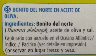 Liste des ingrédients du produit Bonito del norte Ribeira 111 g