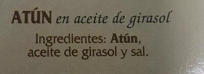 List of product ingredients Atún En Aceite De Girasol sagres 3 x 80g