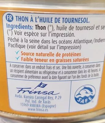 List of product ingredients Thon a l'huile  