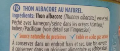 List of product ingredients Thon albacore au naturel ribeira 140g net