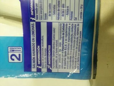 List of product ingredients Salmón ahumado noruego superSol 100 g