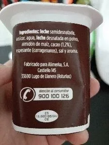 Lista de ingredientes del producto Crema bombón Alimerka 125g