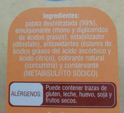 Liste des ingrédients du produit Puré de patatas Alimerka 230 g