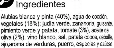 List of product ingredients Alubia c/verduras Carrefour 400 g (neto)