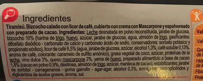 List of product ingredients Tiramisú Carrefour 